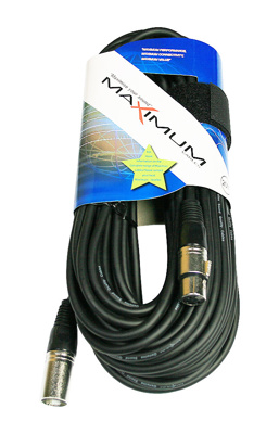 Maximum 20 metre XLR to XLR mic cable, black cable, nickel plated connectors