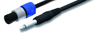 Maximum Speaker cable, NL2FC to 6.3mm 2 conductor jack, black sheath, 10 metre