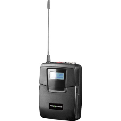 Parallel IrDA 100ch UHF beltpack transmitter with LCD display and battery indicator. 520MHz