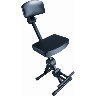 QuikLok DX749 Rapid Set-up, height adjustable musicians stool with back rest & footrest - Black