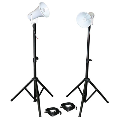 Parallel Sports arena package for Helix portable PA systems, dual horn speakers & stands.2x10m cable