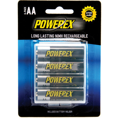 Powerex 4 pieces of AA size 2700mAh batteries 1.2v