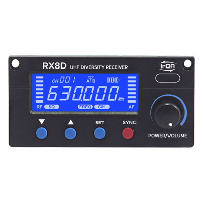 Parallel 100 channel selectable diversity IrDA UHF receiver module, LCD Screen &bat indicator 566MHz