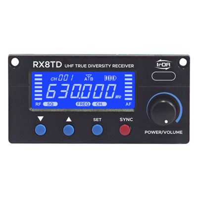 Parallel 100 channel selectable true diversity IrDA UHF receiver module, LCD Screen 520MHz