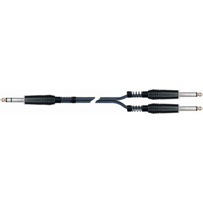 QuikLok Black Series Cable - 2 x Mono 6.3mm jack plugs to Stereo 6.3mm jack plug 3M