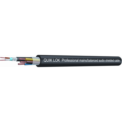 QuikLok CA836 Mains/Audio Bulk Cable (2 x 0.25mm² audio - 3 x 1.50mm² mains cable) - Blk - 100m reel