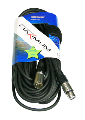 Maximum 15 metre XLR to XLR mic cable, black cable, nickel plated connectors