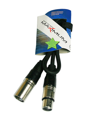 Maximum 0.5 metre XLR to XLR mic cable, black cable, nickel plated connectors
