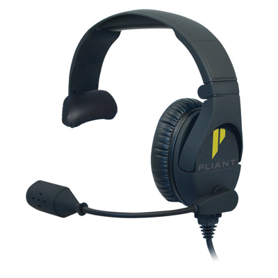 Pliant Professional single ear headset. Cardioid dynamic mic.5 ft.(1.52 m) cable with 5-pin XLR