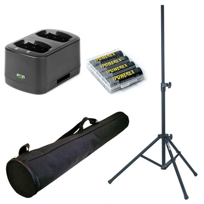 Parallel Accessory pack for HELIX-158/208 Series PA's. Dual charger,4xAA Batteries,Stand & stand bag