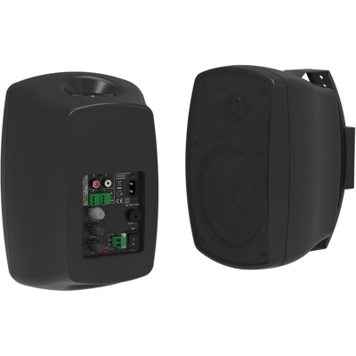 inDESIGN Surface mount active speaker pair. Two way, 50 watts. Mounting brackets included. Black