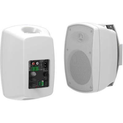 inDESIGN Surface mount active speaker pair. Two way, 50 watts. Mounting brackets included. White