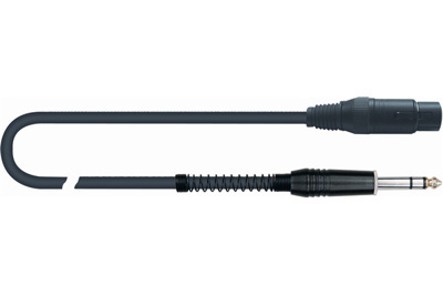 QuikLok Black Series Cable - 6.5mm straight stereo jack to 3P Female XLR. 1M
