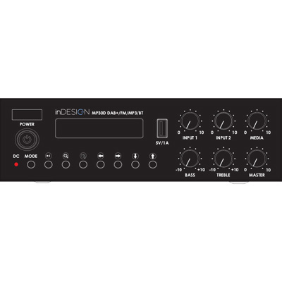 inDESIGN 100v line mixer amp, tuner, MP3, Bluetooth DAB