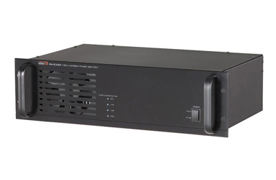 Inter-M 480W commercial power amplifier, 4ohms/70V/100V, HPF, 24VDC backup terminal, 3RU