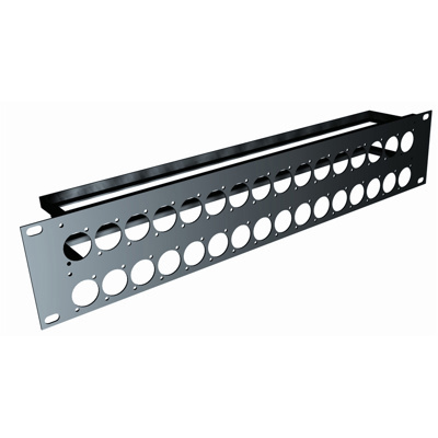!QuikLok RS296 2-U rack panel with mounting holes for 32 XLR connectors & rear lacing bar