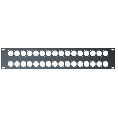 QuikLok RS295 2-U rack panel with mounting holes for 32 XLR connectors