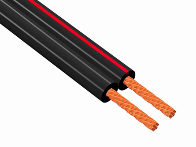 Maximum 100 metre reel of 2 conductor figure 8 speaker cable, 2 x 1.51mm (7/14/0.14)x2