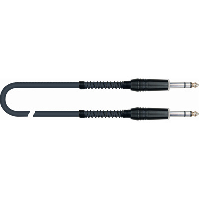 QuikLok Black Series Cable - 6.3mm straight stereo jack to 6.3mm straight stereo jack 1M