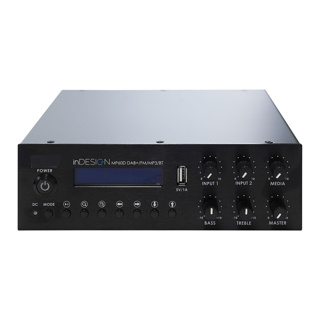 inDESIGN 60watt 100v line mixer amp, tuner, MP3, Bluetooth DAB